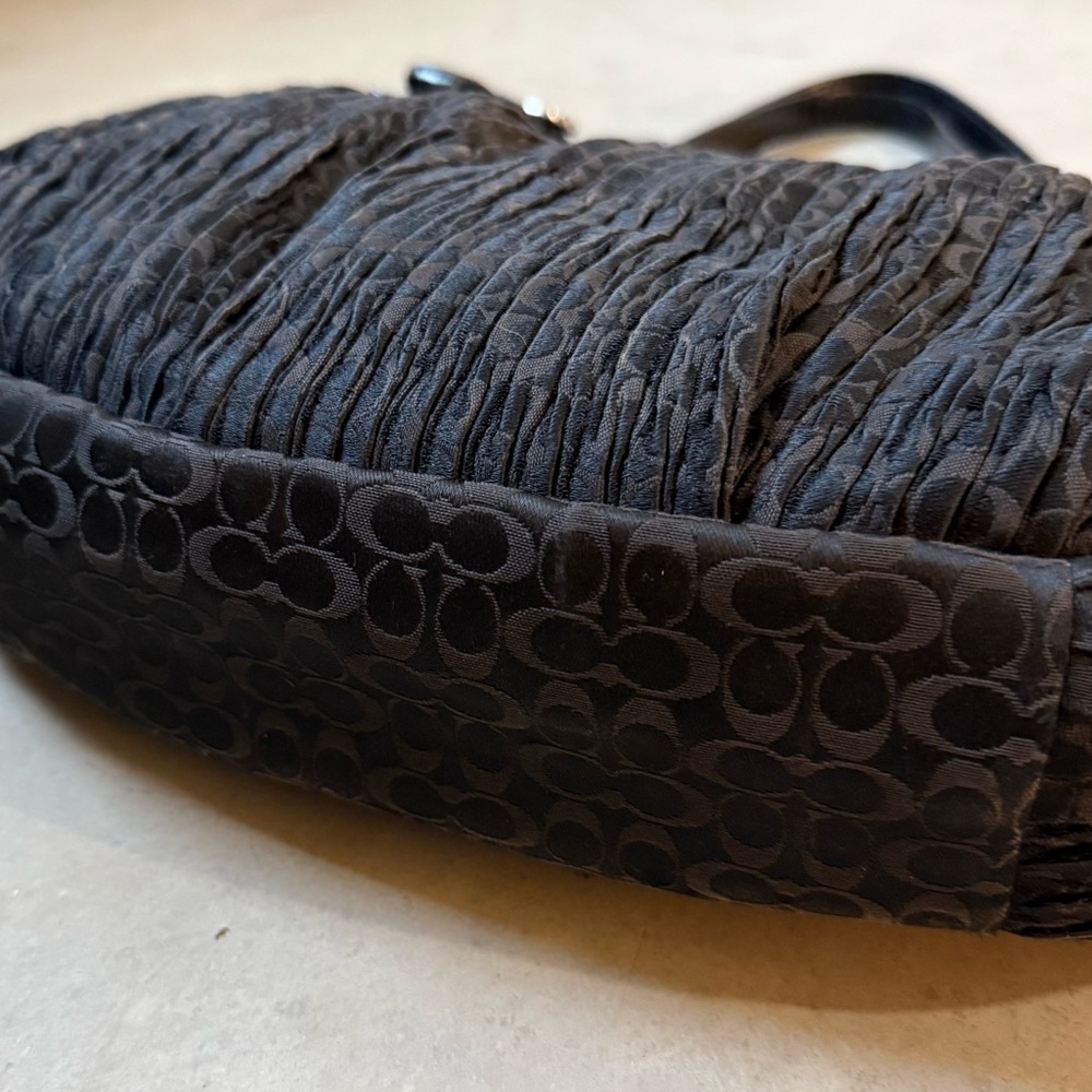 COACH Madison Maggie 18886 Black Signature Pleated Hobo Shoulder Bag - Picture 5 of 15